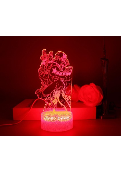Jojo Macera Anime Hayranlar 3D Gece Lambası-Optik Illüzyon Işıkları Uzaktan Kumanda ile 16 Değişimi Çocuklar LED Lamba Noel Oyuncak Hediyesi (Crack,jojo Bizarre ADVENTURE39 (Yurt Dışından)