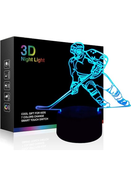 Çocuklar Hokey Oyuncusu 3D Lamba Gece Işıkları 7 LED Renk Değiştirme Dokunmatik Masa Masa Lambaları Aydınlatma Serin Oyuncaklar Hediyeler Spor Hokeyi Fanı Doğum Günü Noel Dekorasyonu (Yurt Dışından)