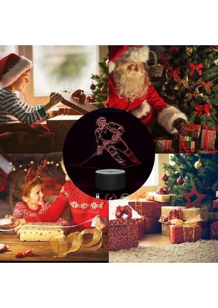 Çocuklar Hokey Oyuncusu 3D Lamba Gece Işıkları 7 LED Renk Değiştirme Dokunmatik Masa Masa Lambaları Aydınlatma Serin Oyuncaklar Hediyeler Spor Hokeyi Fanı Doğum Günü Noel Dekorasyonu (Yurt Dışından) fırsatları