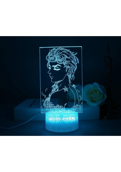 Jojo Macera Anime Hayranları 3D Gece Lambası-Optik Illüzyon Işıkları Uzaktan Kumanda ile 16 Değişimi Çocuklar LED Lamba Noel Oyuncak Hediyesi (Crack,jojo Bizarre Adventure1 (Yurt Dışından)