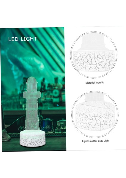 1 Takım 3D Deniz Feneri LED Ampüller 3D LED Işık Kulesi Denizcilik Masa Üstü Dekorasyon 3D Illüzyon Işık LED Masa Lambası Renkli Uyku Lambası LED Lamba LED (Yurt Dışından)