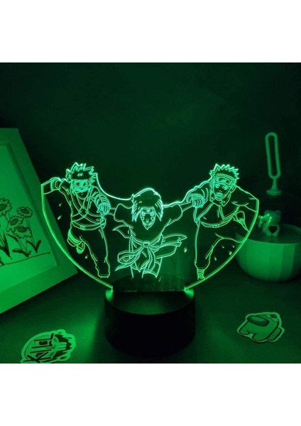 Japon Anime Figürü Itachi Uchiha Kakashi Jiraiya Lambaları 3D Optik Illusion Gece Işığı Lambası LED Noel Doğum Günü Yatak Odası Dekoru Parti Hediyeleri Boys 8-12 (16 Renk) (Yurt Dışından)