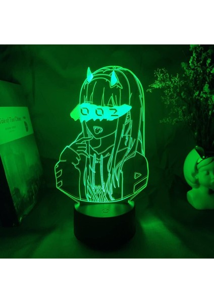 Darling In The Franxx Anime 3D Erkek Için 16 Renk Kız Odası Dekoru Illusion LED Lamba USB Manga Darling In The Franxx Şekil Uygun Çocuk Hayranları Yılbaşı Hediyeleri (Siyah Lamba) (Yurt Dışından)