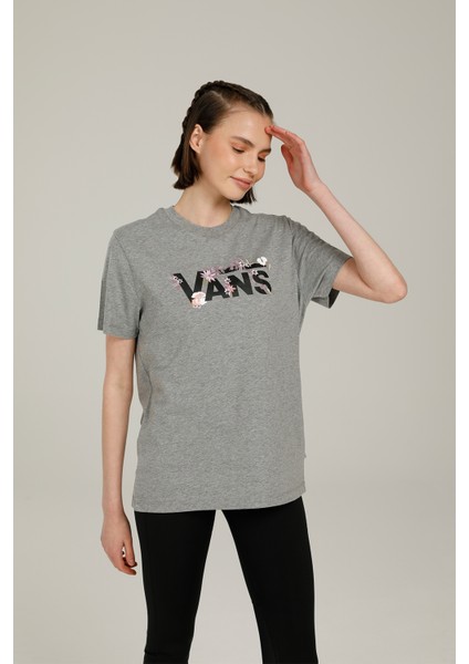 WM DROP V FLORAL BF-B GRI Kadın Kısa Kol T-Shirt indirimleri