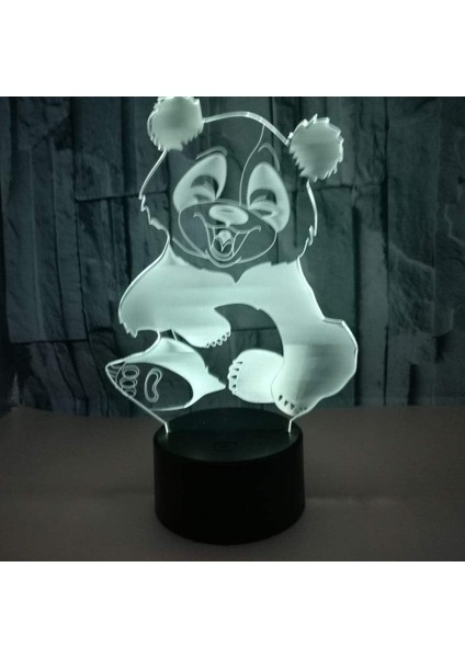 Çocuklar Için Gece Lambası, 3D Illüzyon Gece Lambası, Renk Değişimi 3D LED Ev Dekorasyonu Için 7 Renkli Işıklı Sevimli Panda Işığı Inanılmaz Görselleştirme Optik Hasta (Yurt Dışından)