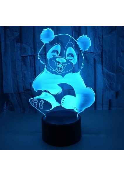 Çocuklar Için Gece Lambası, 3D Illüzyon Gece Lambası, Renk Değişimi 3D LED Ev Dekorasyonu Için 7 Renkli Işıklı Sevimli Panda Işığı Inanılmaz Görselleştirme Optik Hasta (Yurt Dışından)