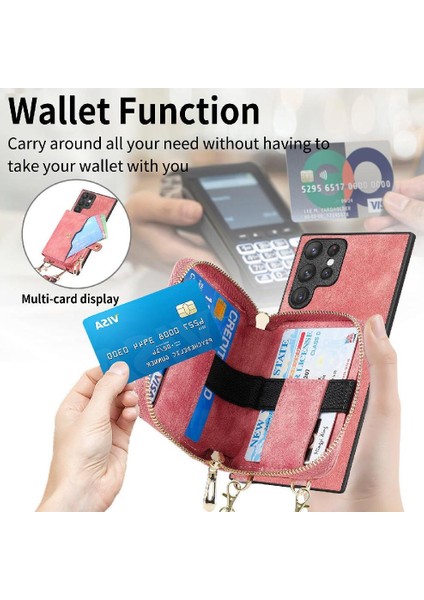 Samsung Galaxy S22 Ultra Premium Deri Fermuar Kapatma 7 Kart (Yurt Dışından) indirimleri