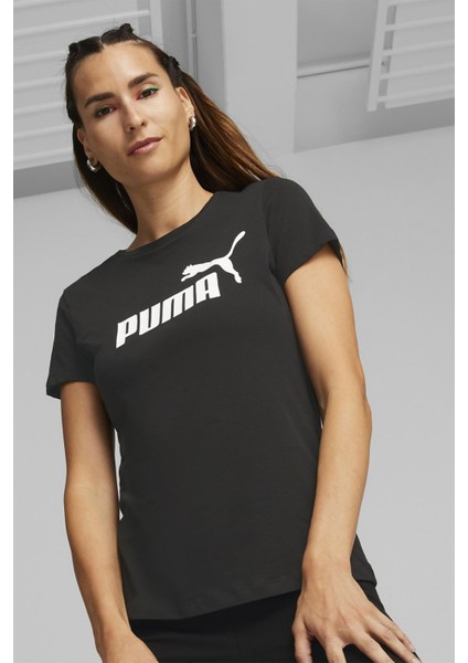 ESS Logo Tee Siyah Kadın Kısa Kol T-Shirt