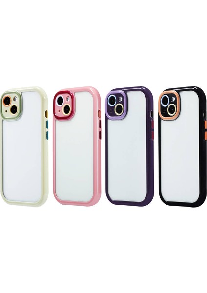 Apple iPhone 13 Kılıf Kamera Korumalı Renkli Kenar ve Çerçeve Tasarımlı Klcr Vitamin Kapak-Derin Mor
