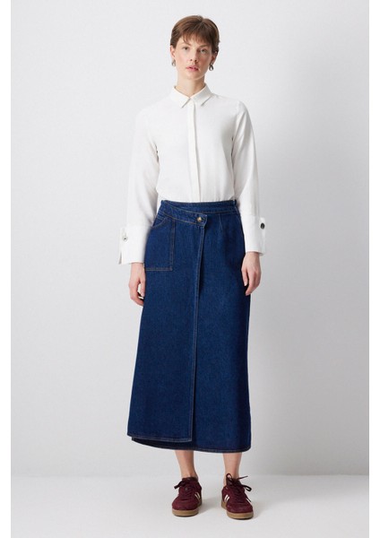 Kruvaze Denim Etek