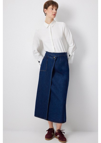 Kruvaze Denim Etek