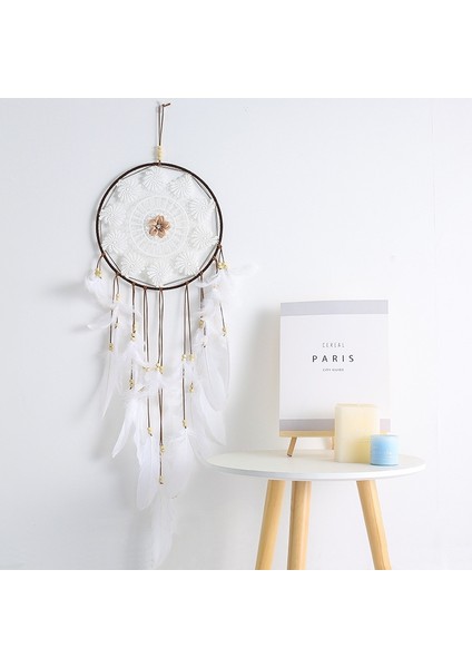 El Yapımı Dreamcatcher Hint Tarzı Dokuma Çiçek Duvar Askısı Beyaz (Yurt Dışından) indirimleri