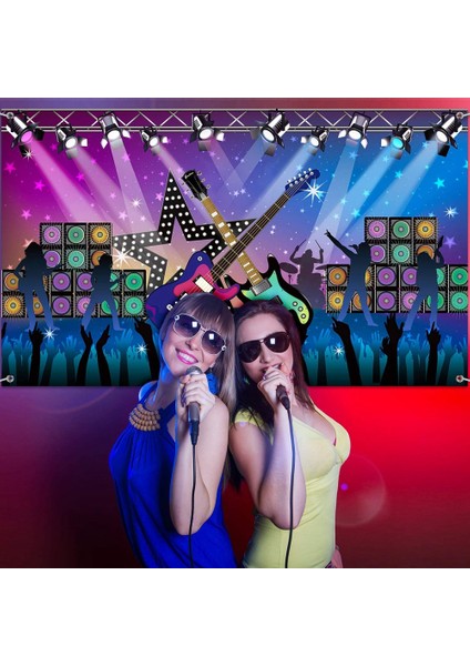 Büyük Kumaş Rock Yıldızı Tatil Partisi Arkaplan Afişi (Yurt Dışından)