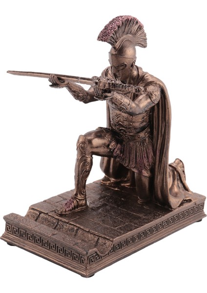 Şövalye Kalemlik Miğfer Heykel Kalemlik Standlı Bronz (Yurt Dışından)