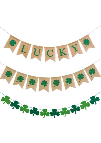 3 Parça St. Patrick Günü Afişi Yonca Çelengi Şans Afişi (Yurt Dışından)