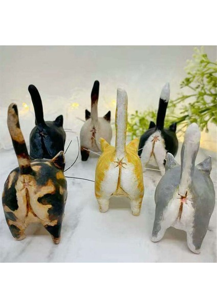 Kaplumbağa Kabuğu Kediler Mini Minyatür Kuyruk Dik Kediler Süsü (Yurt Dışından) modelleri