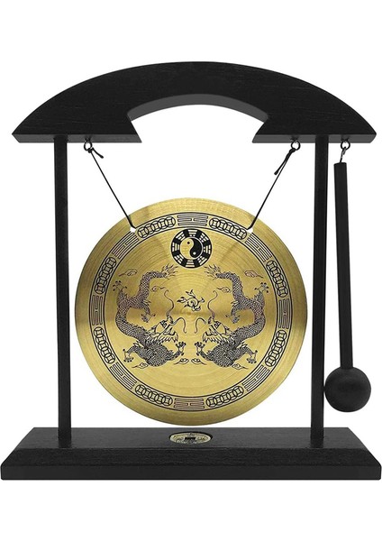 Masaüstü Gong - Feng Shui Pirinç Gong Masaüstü Süsü, Çift Ejderha (Yurt Dışından)