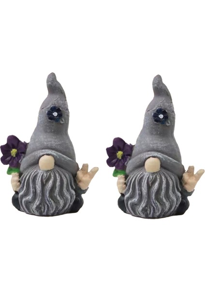 Gri Büyülü Bahçe Cücesi Süsleri, Çiçek Reçine Süsleri (Yurt Dışından)