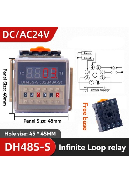 Röle DC24V Tekrar Döngüsü Soketli DH48S Serisi Gecikme Süresi (Yurt Dışından) fırsatları