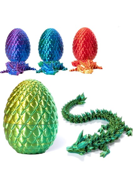 4 Adet 3D Baskılı Ejderha Yumurtalı - Kristal Ejderha Fidget Sürpriz Oyuncakları (Yurt Dışından)