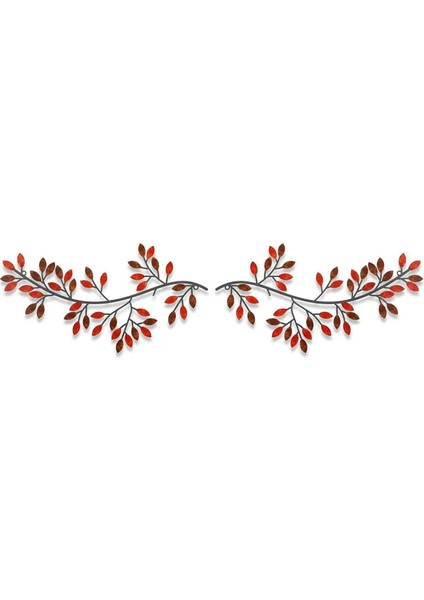 Metal Ağaç Yaprak Duvar Dekoru, 2 Parça Asma Zeytin Dalı Yaprak Duvar Sanatı, B (Yurt Dışından)