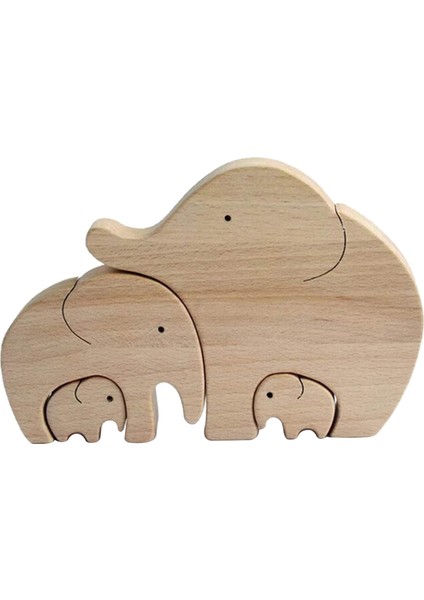 Ahşap Fil Süsleri Fil Anne ve Yavru Heykelleri - B (Yurt Dışından)