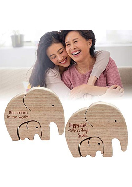 Ahşap Fil Süsleri Fil Anne ve Yavru Heykelleri - B (Yurt Dışından) fiyatları