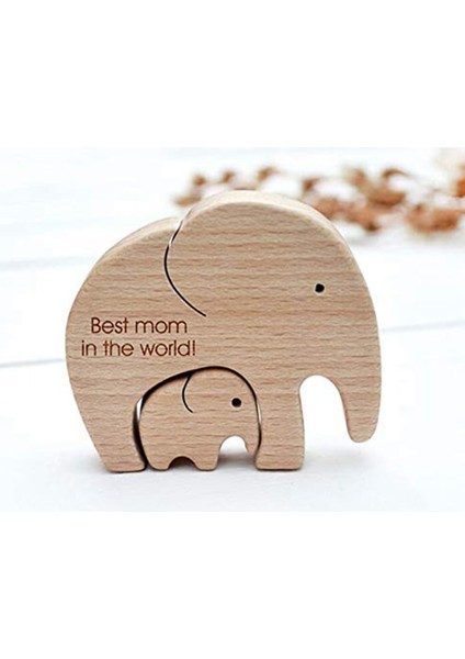 Ahşap Fil Süsleri Fil Anne ve Yavru Heykelleri - B (Yurt Dışından) modelleri
