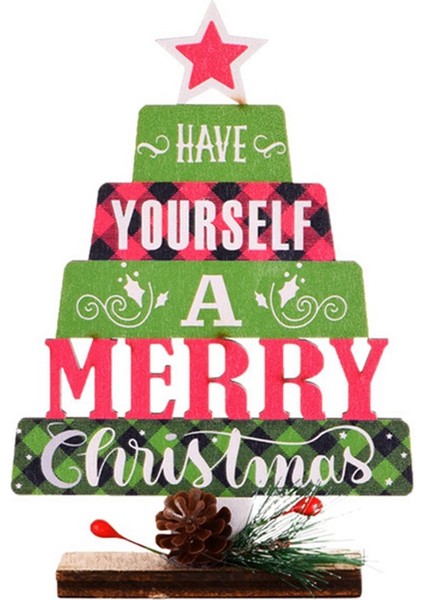 Ahşap Noel Baba Noel Dekorasyonu Ev Için Noel Süsleri-Yeşil (Yurt Dışından)