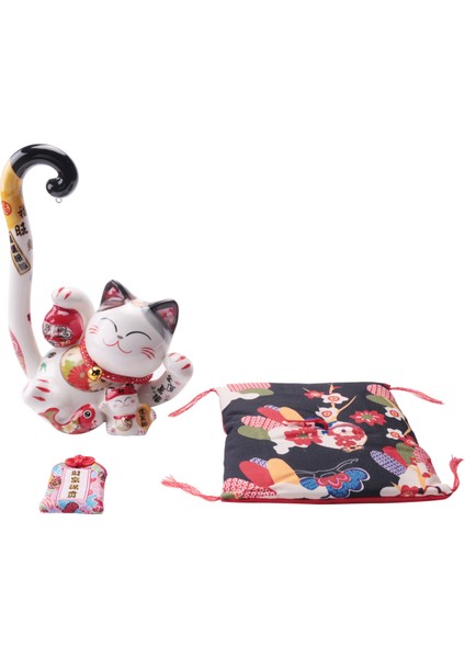 8.6 Inç Seramik Maneki Neko Şanslı Kedi Kumbara Bozuk Para Bankası, A (Yurt Dışından)