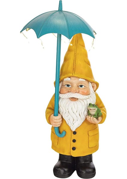 Güneş Enerjili LED Işıklı Bahçe Cüce Heykeli Gnome Patio Süsü (Yurt Dışından)