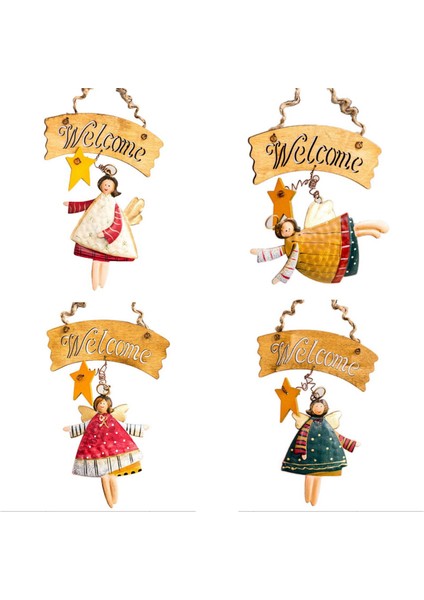 Adet Vintage Retro Noel Melek Bebek Kapı Askısı Ahşap Plaka (Yurt Dışından)