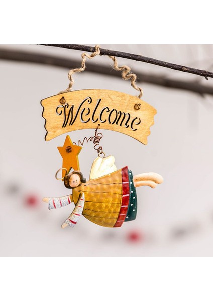 Adet Vintage Retro Noel Melek Bebek Kapı Askısı Ahşap Plaka (Yurt Dışından) fırsatları
