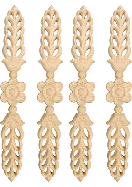Adet Ahşap Oymalı Çıkartma Içi Boş Çizgili Çiçek Köşe 24.5cmx3.5cm (Yurt Dışından)