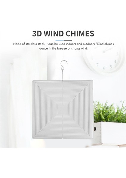 Paslanmaz Çelik 3D Metal Dönen Rüzgar Çanı Kolye Bahçe Ev Dekoru (Yurt Dışından)