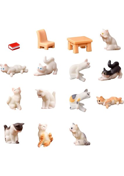 15 Adet Minyatür Kedi Figürleri Kendin Yap Bahçe Süsü Dekoru Ev, Vb. Için (Yurt Dışından)