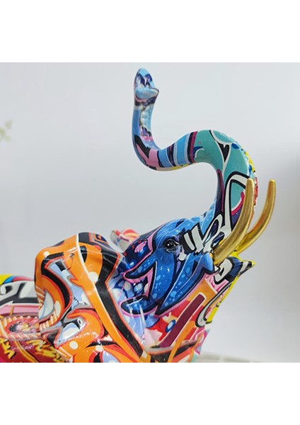 Resim Grafiti Fil Heykel Reçine Hayvan Heykeli Dekor A (Yurt Dışından) fırsatları