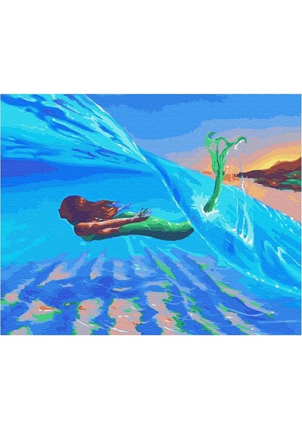 Yetişkin Boyama Kitleri 16X20 Inç Başlangıç Seviyesi Için - Surf & Mermaid (Yurt Dışından)