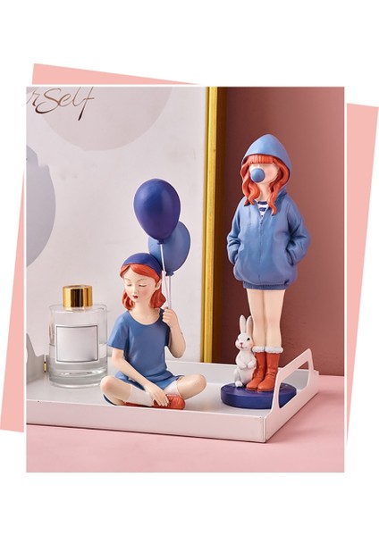 Modern Heykel Balon Kız Figürleri Tatlı Kızlar Karakter Modeli C (Yurt Dışından) fırsatları
