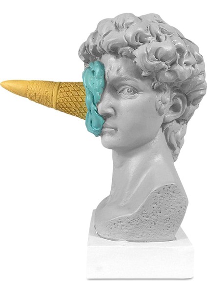 Dondurma Parçalayan David Heykeli David Başı Göğüs Heykeli Veranda Dekoru A (Yurt Dışından)