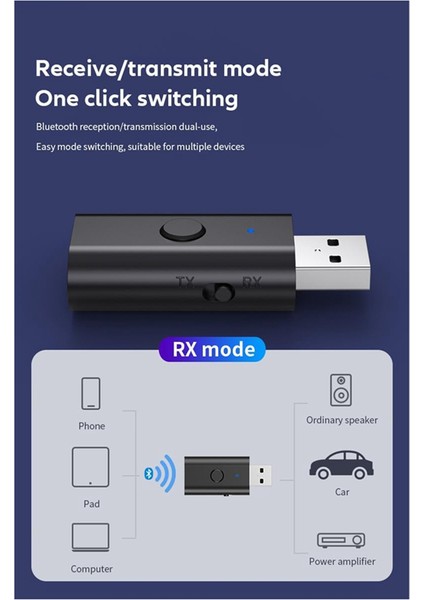 Bluetooth 5.3 Verici Alıcı, USB Bluetooth Adaptörü (Yurt Dışından)
