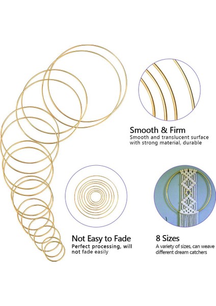 16 Adet Rüya Yakalayıcı Yüzükler Rüya Yakalayıcılar Için 8 Boyut Metal Kasnaklar (Yurt Dışından) fiyatları