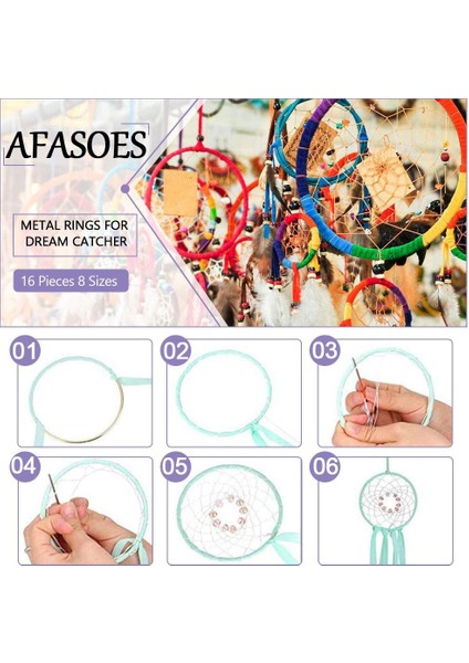 16 Adet Rüya Yakalayıcı Yüzükler Rüya Yakalayıcılar Için 8 Boyut Metal Kasnaklar (Yurt Dışından) modelleri