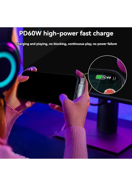 Type C'den Dual Type-C'ye PD60W Hızlı Şarj ve 10 Gbps Veri Aktarımı (Yurt Dışından)