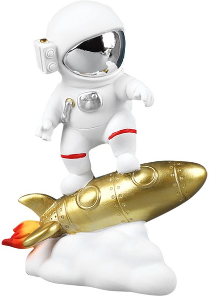 Roket Üzerindeki Astronot Heykelcik Ev Dekorasyonu Koleksiyonluk Heykel Masa B (Yurt Dışından)
