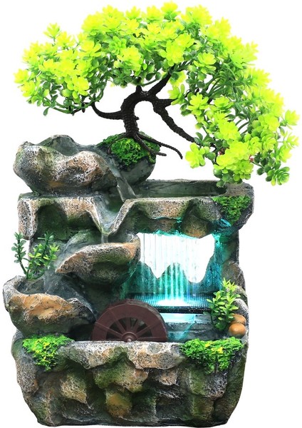 Kapalı Masaüstü Feng Shui Kayalık Çeşme Dekoru Abd Fişi (Yurt Dışından)