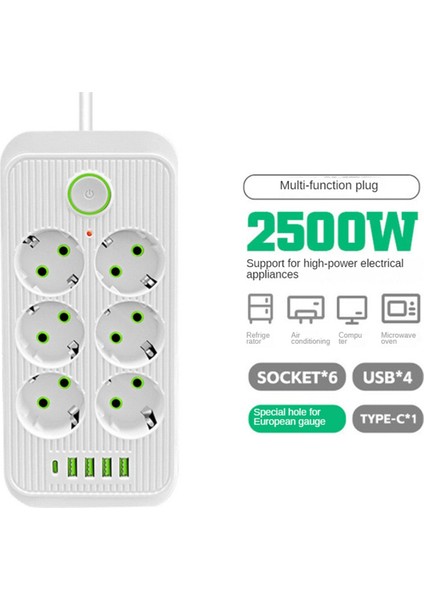 Ev Için Ab Fişli Çoklu Musluk Soketi 6AC AC100-250V Uzatma Kablosu (Yurt Dışından) fırsatları