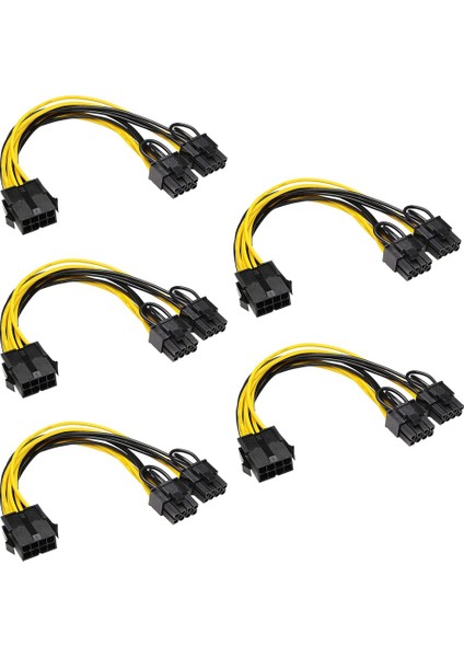 Madenci Için 5 Paket Cpu 8pin Ila 2x 8 Pin (6+2) Güç Veri Kablosu (Yurt Dışından)