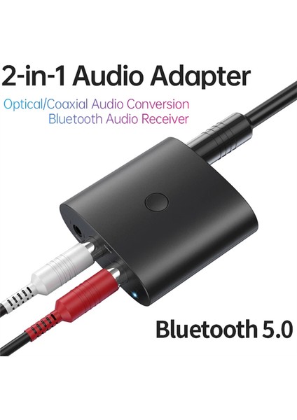 Bluetooth 5.0 Alıcı Dijital Analog Ses Dönüştürücü 2'si 1 Arada Optik (Yurt Dışından)