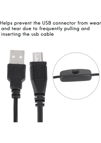 Raspberry Pi ve Şarj Için Anahtarlı Güç Düğmeli Mikro-Usb Kablosu (Yurt Dışından)